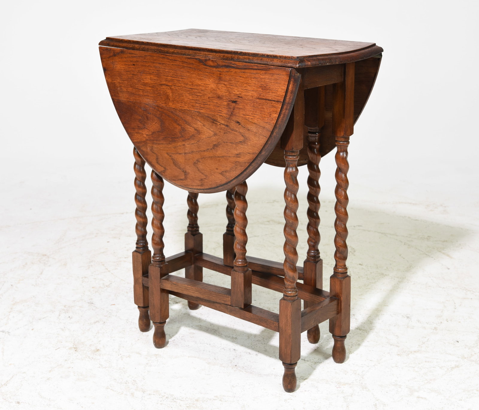 British Oak Barley Twist Drop Leaf Table: British Oak Barley Twist Drop Leaf Table - 29 in tall x 24 x 11, Leaves add an additional 11 inches each