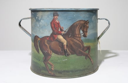 European Painted Zinc Bucket - English Hunter