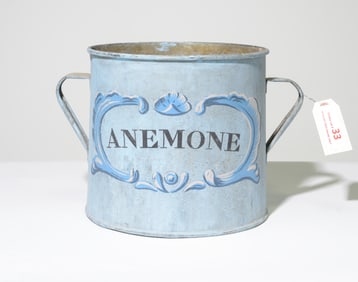 European Painted Zinc Bucket - Anemone
