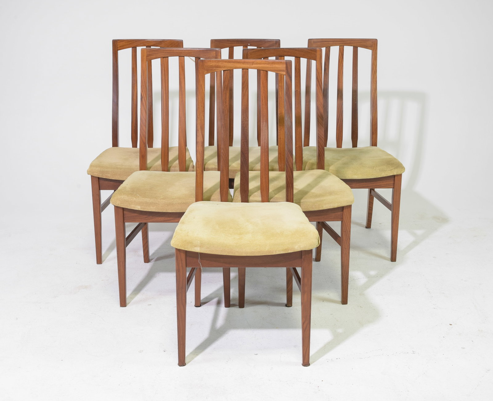Set of 6 Mid Century Modern Dining Chairs: Set of 6 Danish Modern Style Dining Chairs - 39 in tall x 19 x 21, Seat height is 18 inches