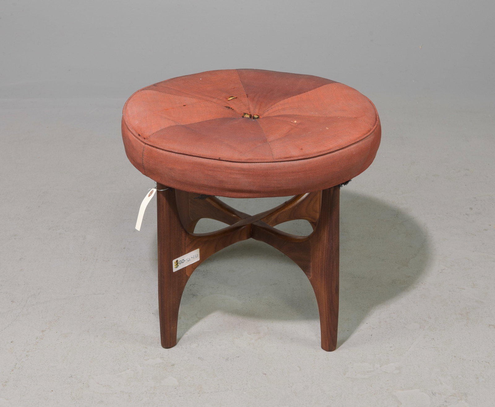 Mid Century Modern G-Plan Fresco Stool #1: This Danish Modern Style footstool is British and made by Mid Century Modern Furniture Maker G Plan ( Gplan ), Part of their Fresco Series. - 17 tall x 20.25 inch diameter