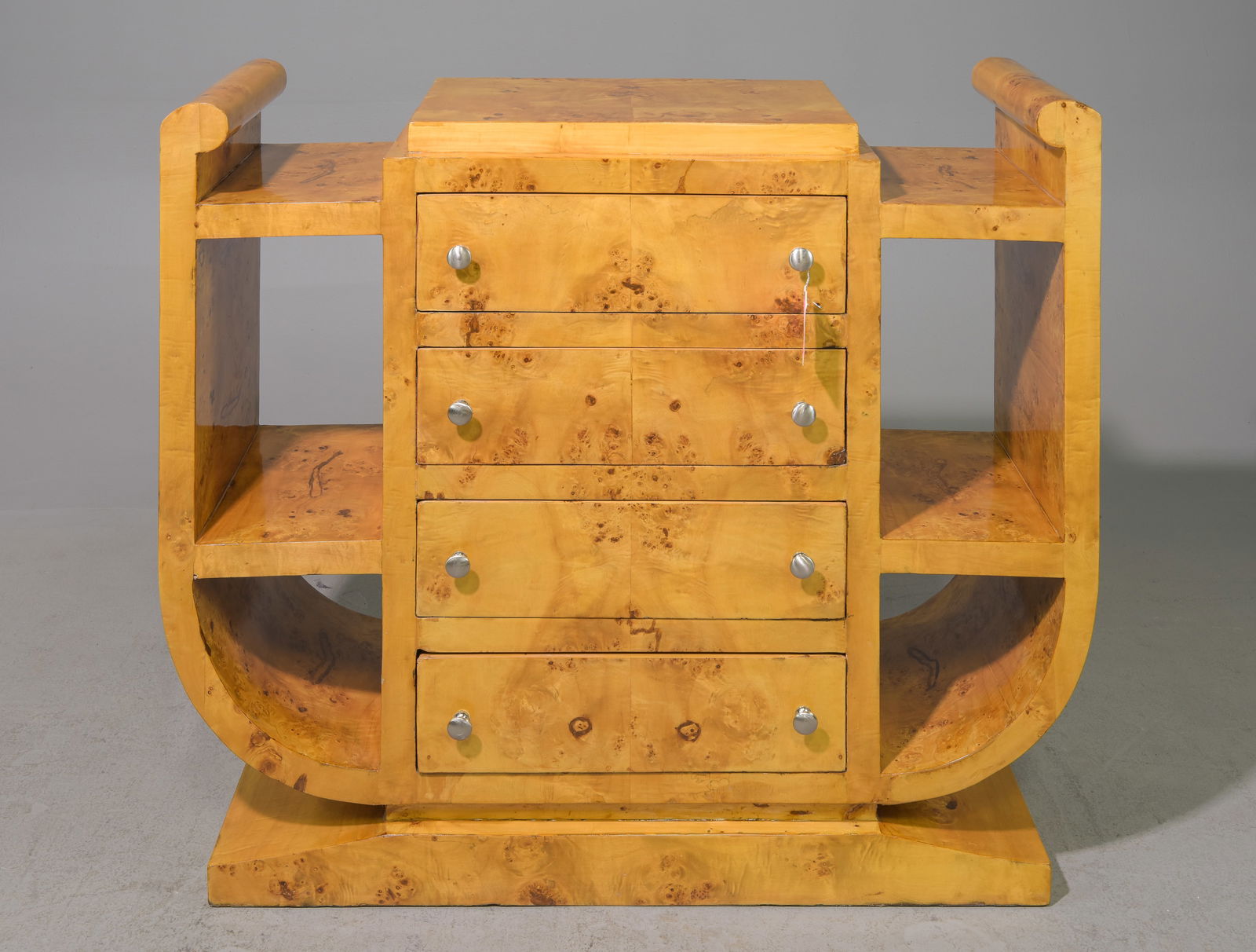 Art Deco Style Burled Four Drawer Chest / Console (1 of 4)