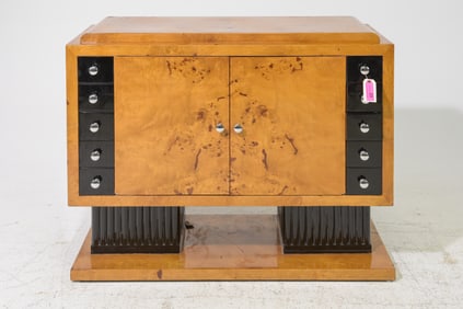Art Deco Style Burled Buffet / Bar Cabinet with Drawers