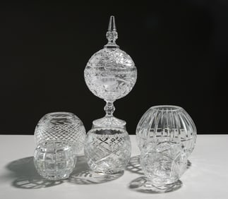 6pcs Cut Glass / Crystal Candy Dishes, Vases, Etc.
