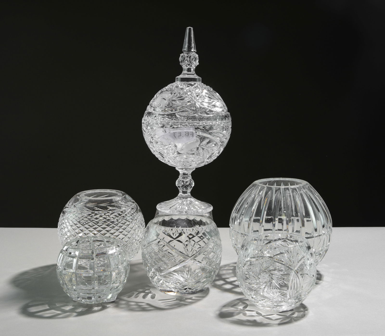 6pcs Cut Glass / Crystal Candy Dishes, Vases, Etc. (1 of 6)