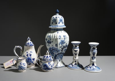 6pcs Hand Painted Blue & White Delft China