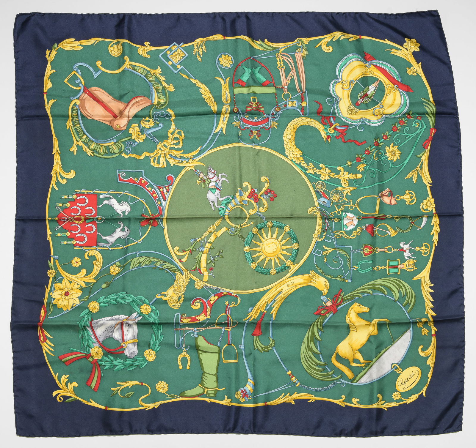 Gucci Horse & Saddle Scarf: Gucci Horse & Saddle Scarf - 30.5 x 30.5