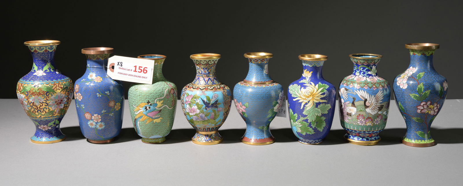 8pcs Assorted Vintage Chinese Cloisonne Vases (1 of 7)