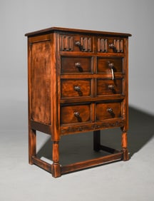 Jacobean Oak 5 Drawer Chest c.1920's-30's