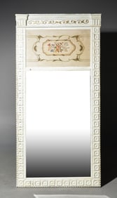 French Style Large Painted Trumeau Mirror