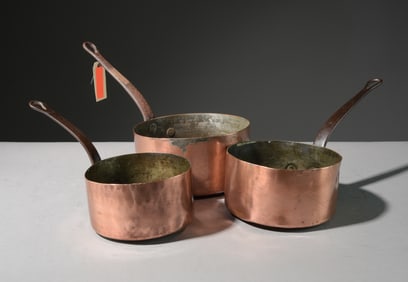Set of 3 French Copper Sauce Pans