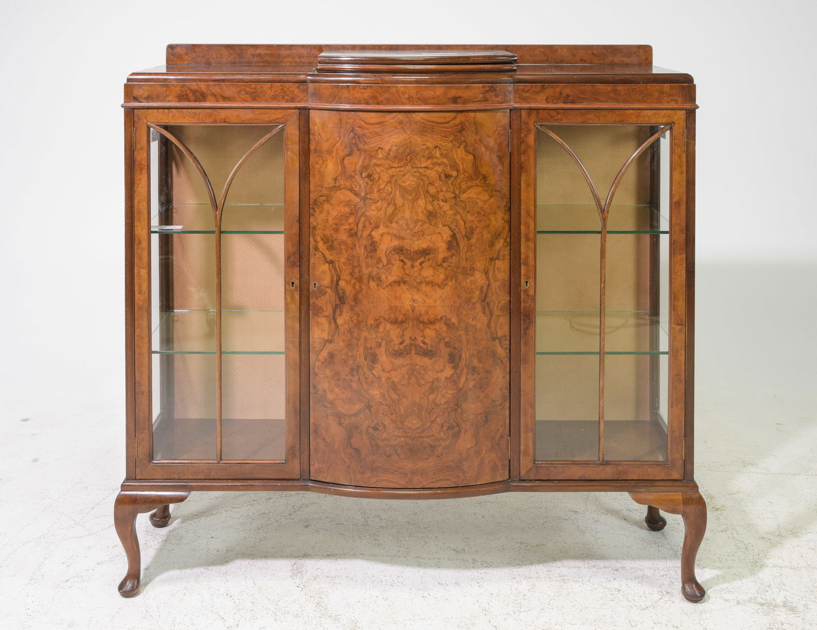 British Walnut Bowfront Display Cabinet (1 of 4)