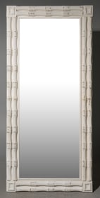Tall Painted Beveled Mirror with Faux Bamboo Carving #1