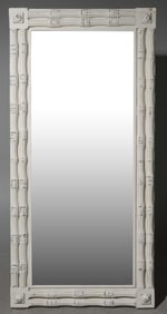 Tall Painted Beveled Mirror with Faux Bamboo Carving #2