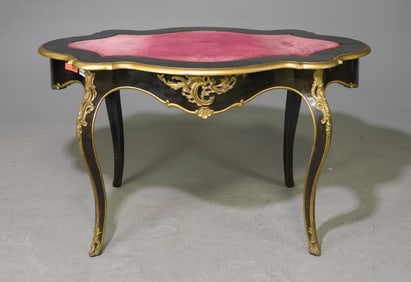 Napoleon III Style Ebonized / Gold Painted Card Table