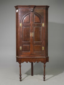British Oak Double Door Corner Cupboard c.1890's