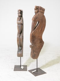 2 Carved Teak Wood Fragments / Sculptures #1