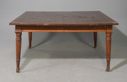 Danish Oak Dining Table with Tapered Reeded Legs