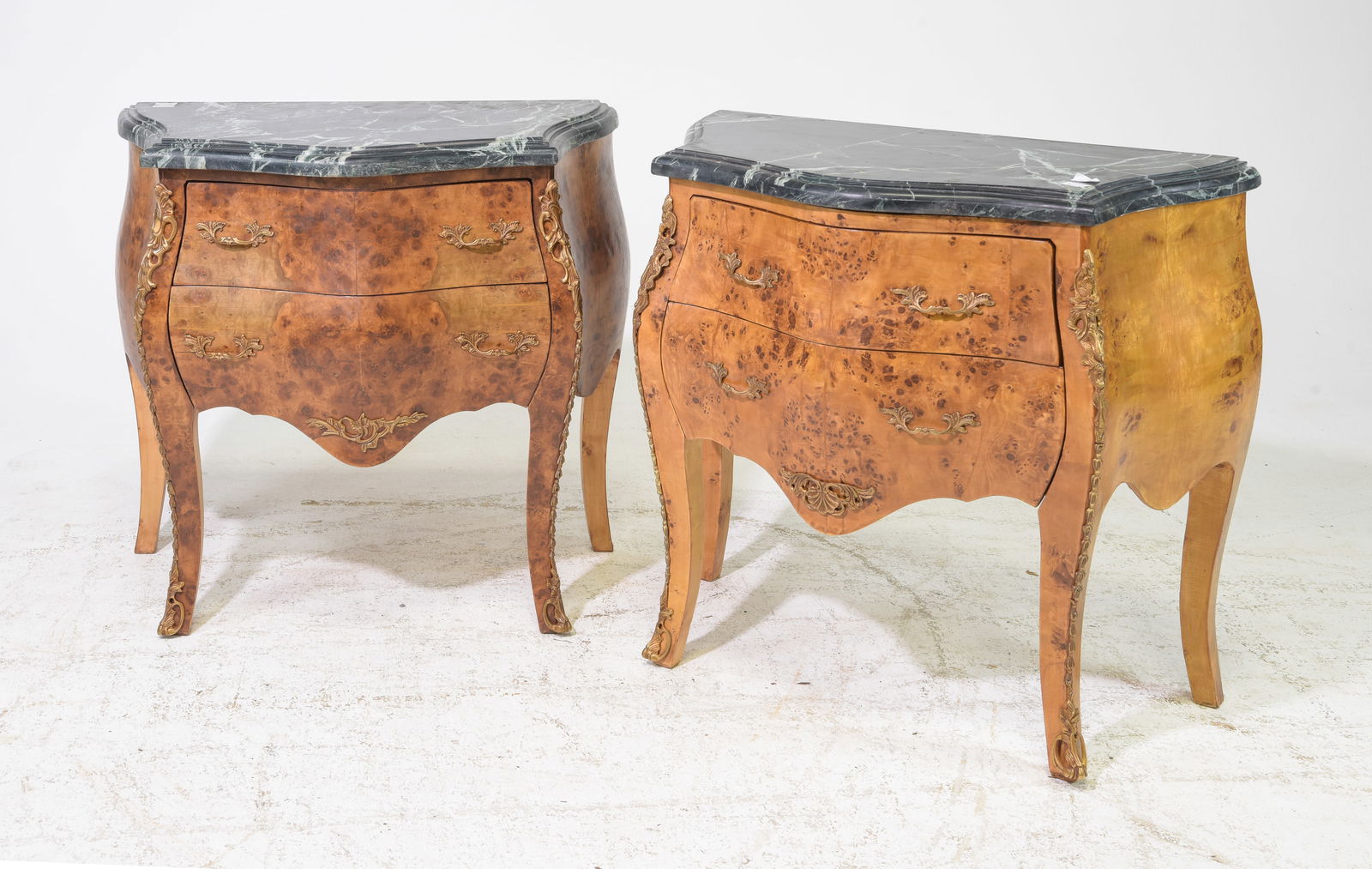 Two Burled Continental Style Marble Top Chests #1 (1 of 8)