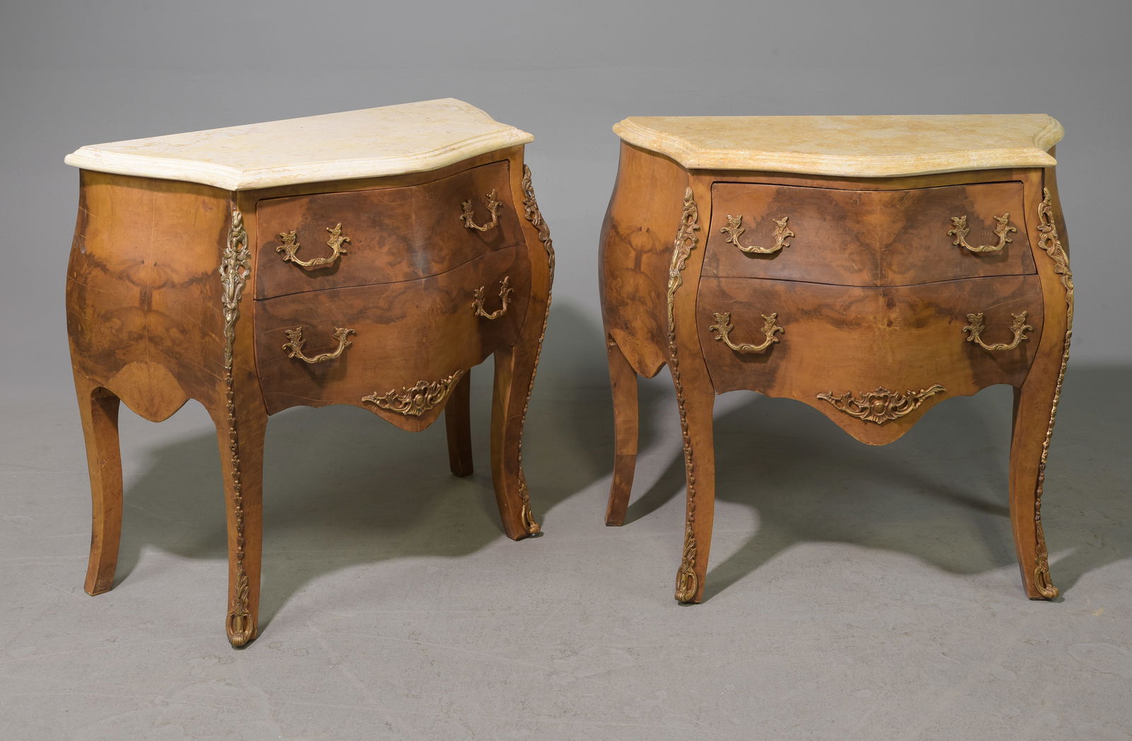 Two Burled Continental Style Marble Top Chests #3 (1 of 7)