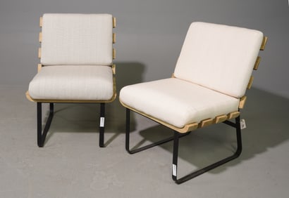 Two Modern Coastal Style Slatted Chairs