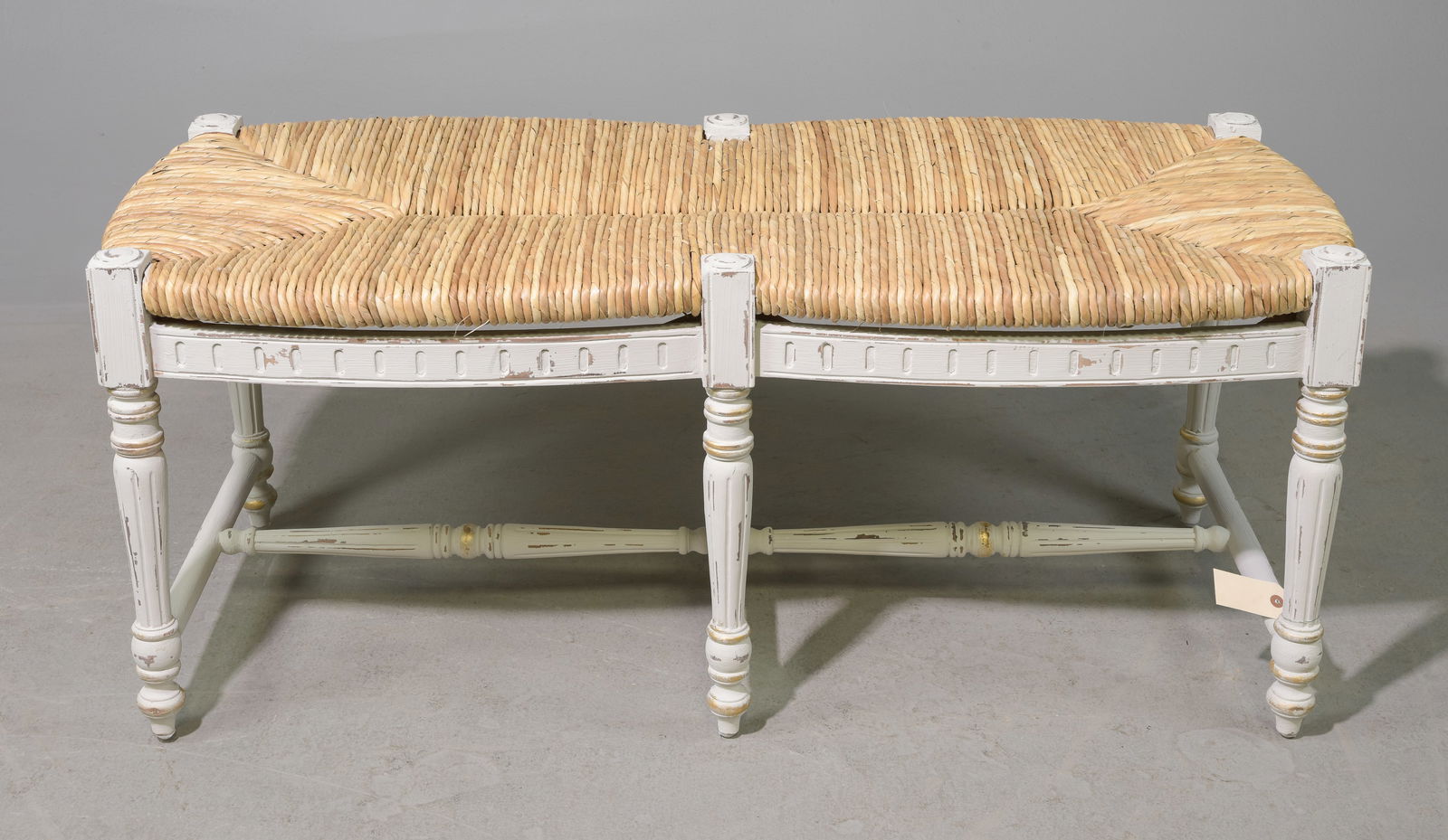 French Style Painted Rush Seat Bench (1 of 2)