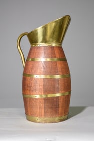 English Oak Brass Banded Jug / Pitcher