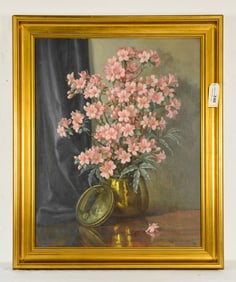 Gold Framed Oil On Canvas - Floral Still Life