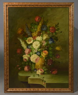 Framed Floral Still Life Giclee: Framed Floral Still Life Giclee - frame is 53.5 inches tall x 41.5 x 2, art is 48 inches tall x 36