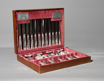 43pc Butler Cutlery Set in Mahogany Case - Sheffield