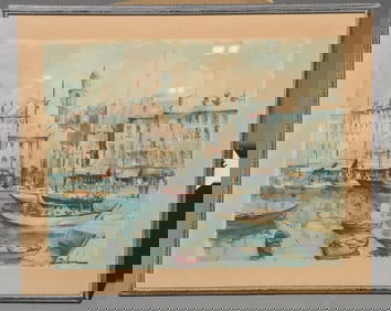 Framed Ships at Dock Art