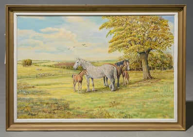 Stanley Clark Framed Oil on Canvas - Horses