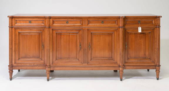 Louis XVI Style Oak Sideboard / Enfilade: French Louis XVI Style Oak Sideboard / Enfilade - 39.5 inches tall x 93 x 21.5