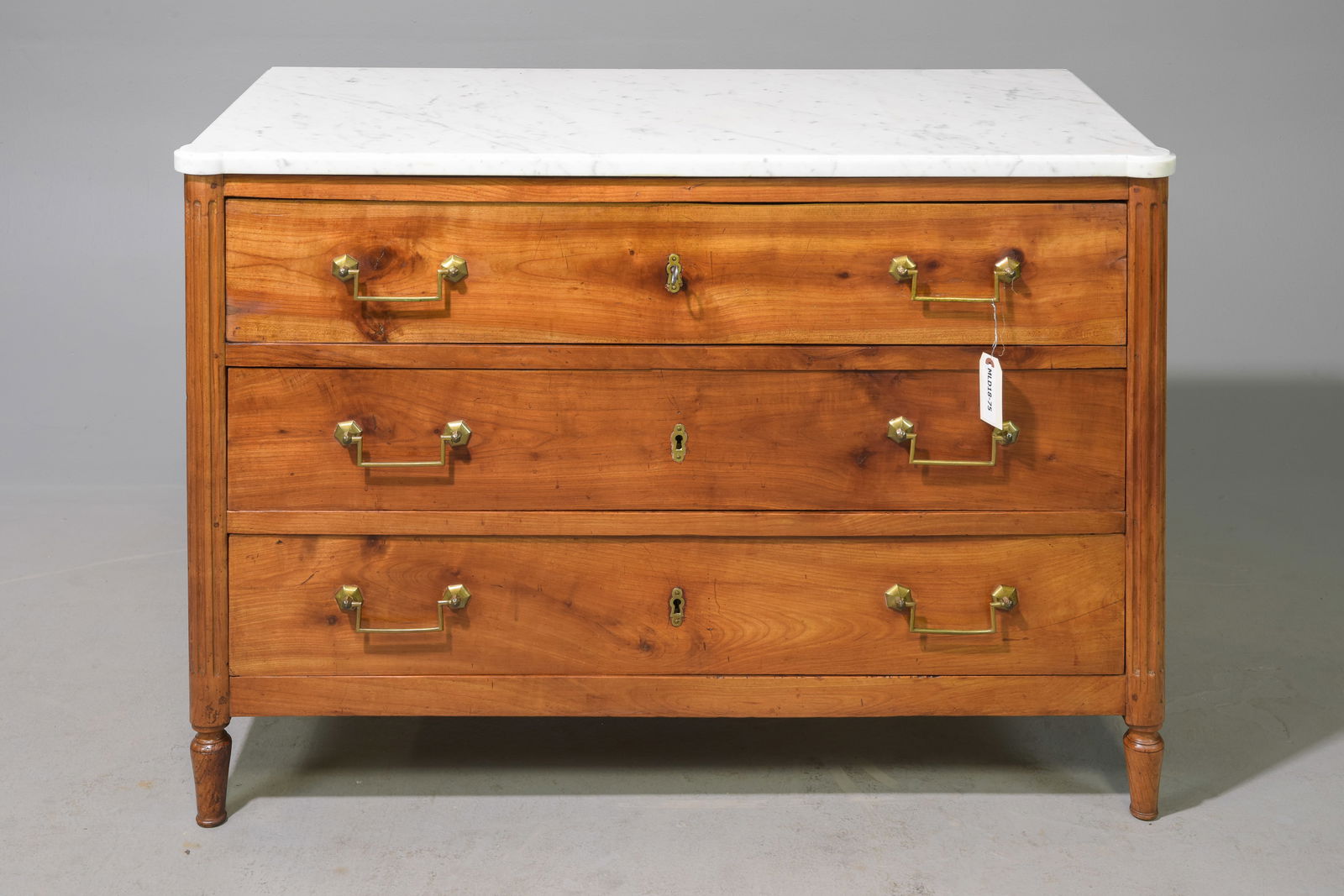 Louis XVI Style Oak White Marble Top Chest (1 of 4)
