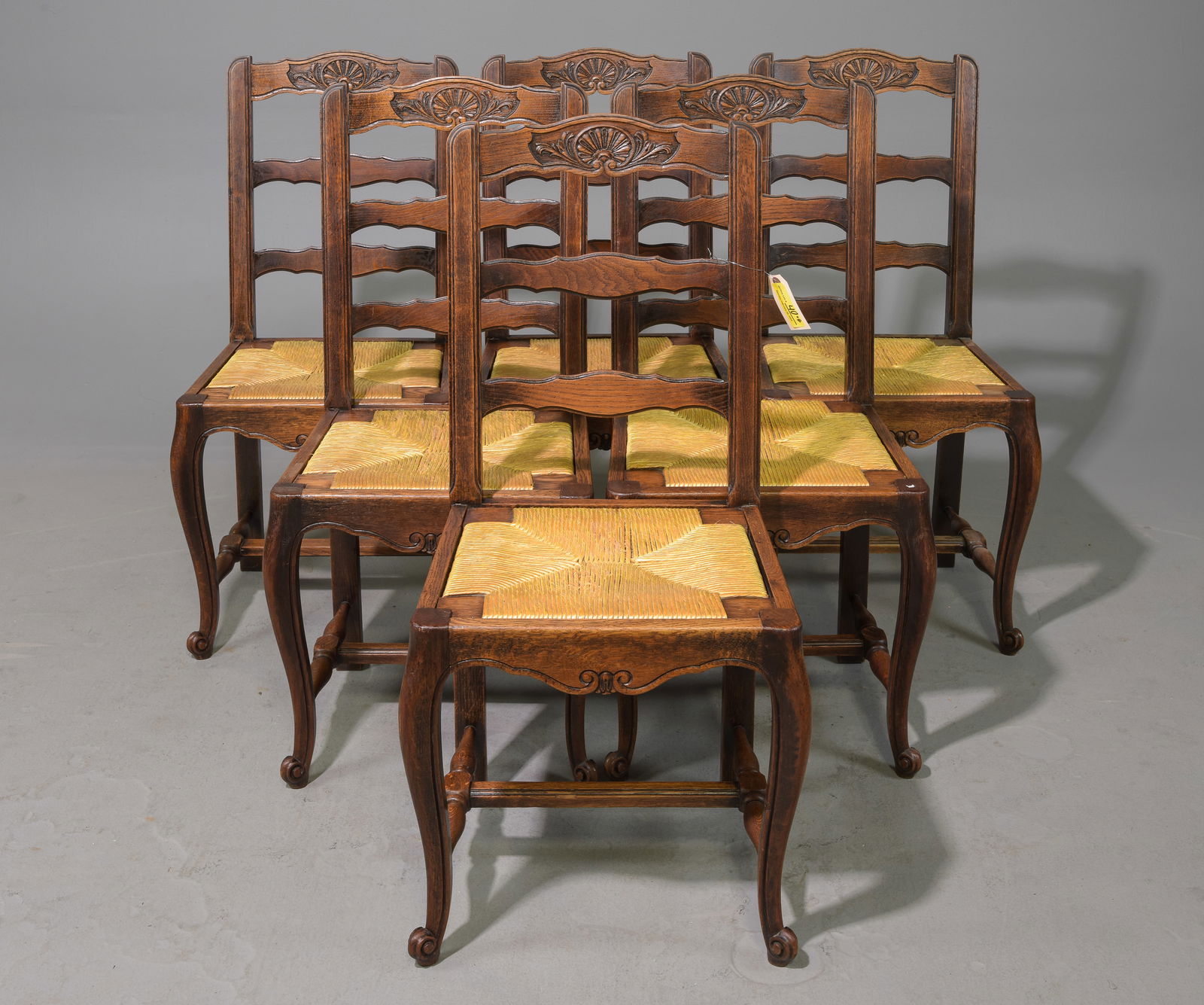 Set Of 6 Louis XV Style Rush Seat Dining Chairs (1 of 4)
