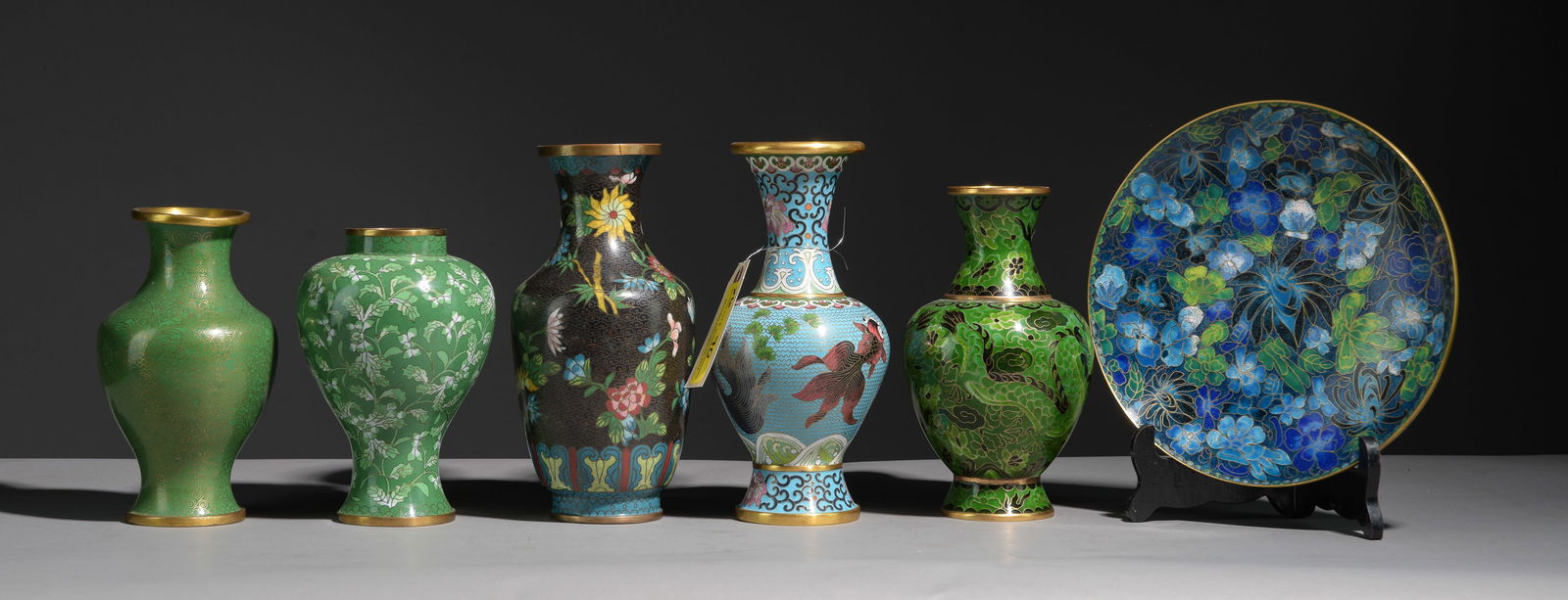 5 Assorted Chinese Cloisonne Vases & Plate (1 of 4)