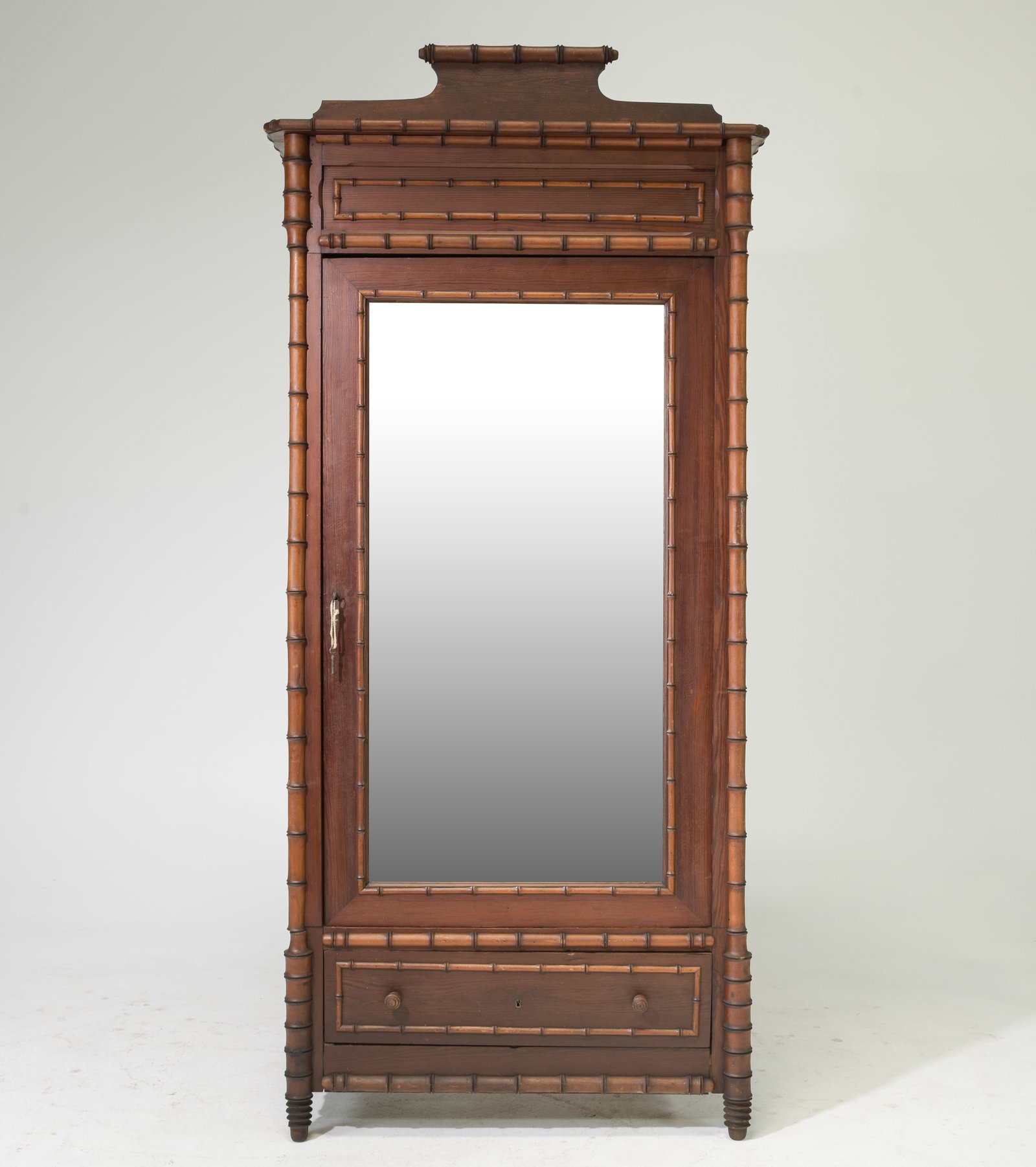 Faux Bamboo Mirror Door Armoire / Robe: Faux Bamboo Mirror Door Armoire / Robe - 91 inches tall x 38 x 22
