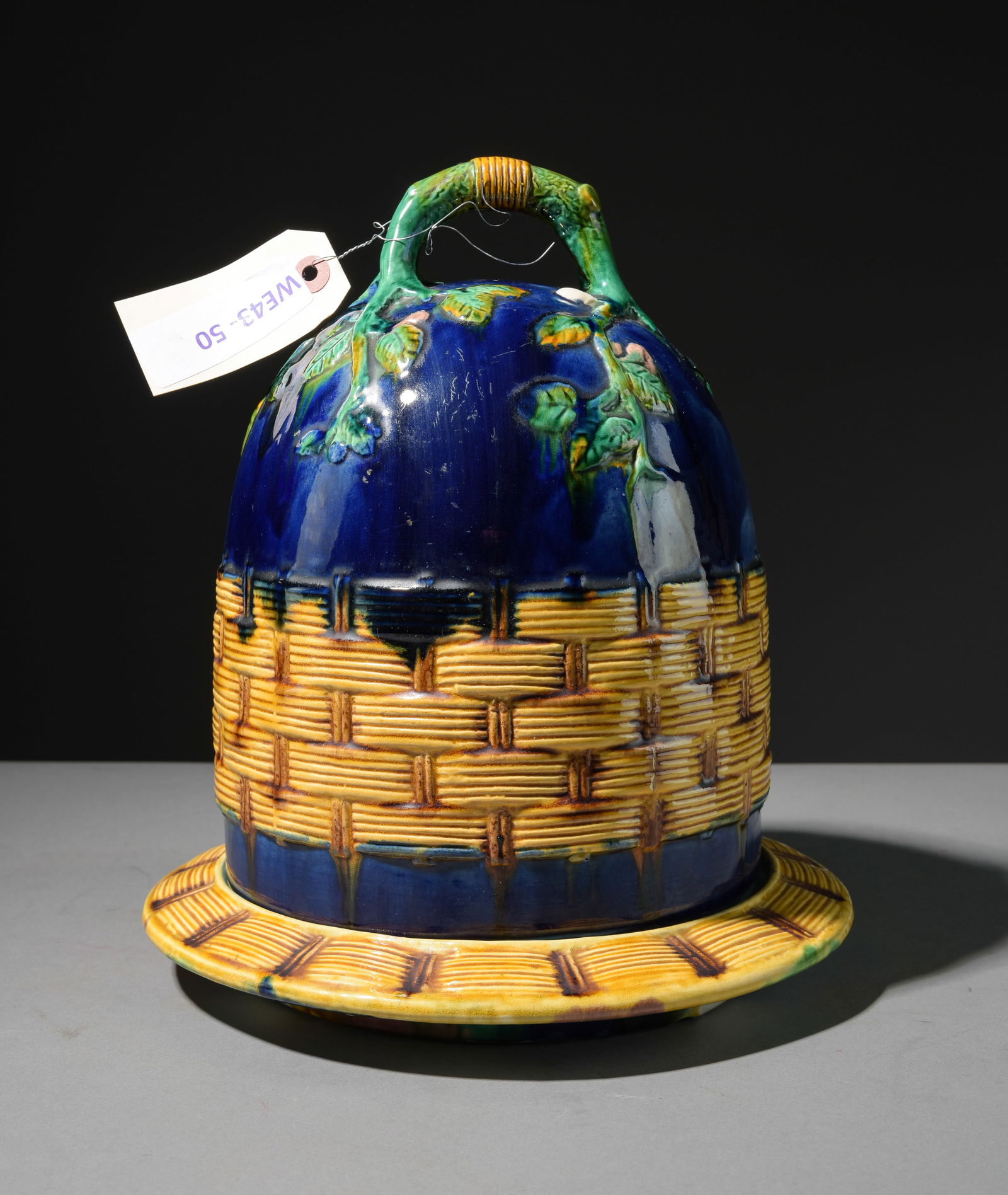 Majolica Glazed Cheese Dome with Basket Weave Motif (1 of 3)