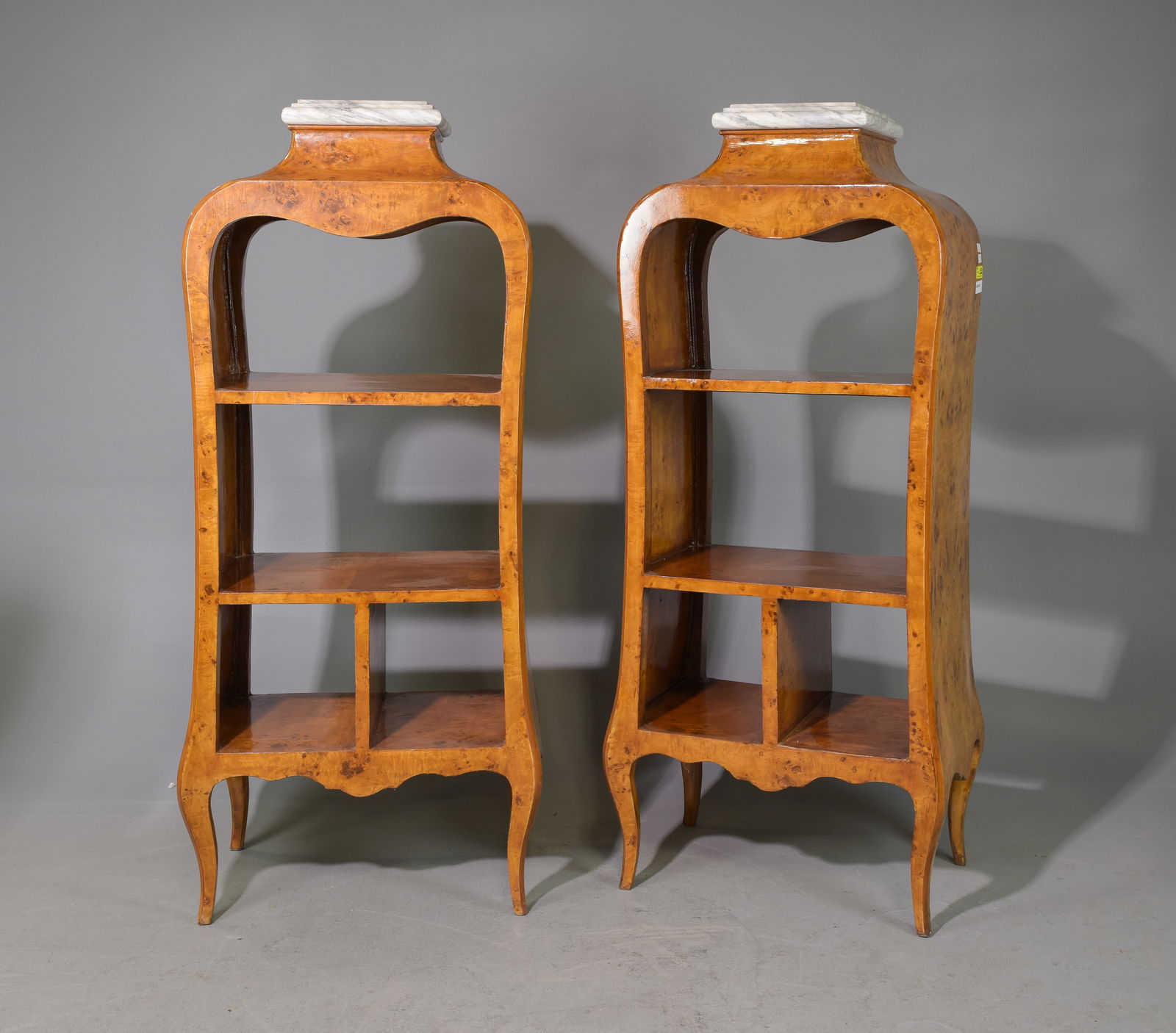 Pair of Art Deco French Style Marble Top Bookshelves (1 of 5)