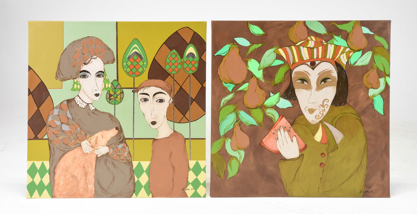 2 Paintings - "Small Talk with The Dog" & "The Jester" (1 of 6)