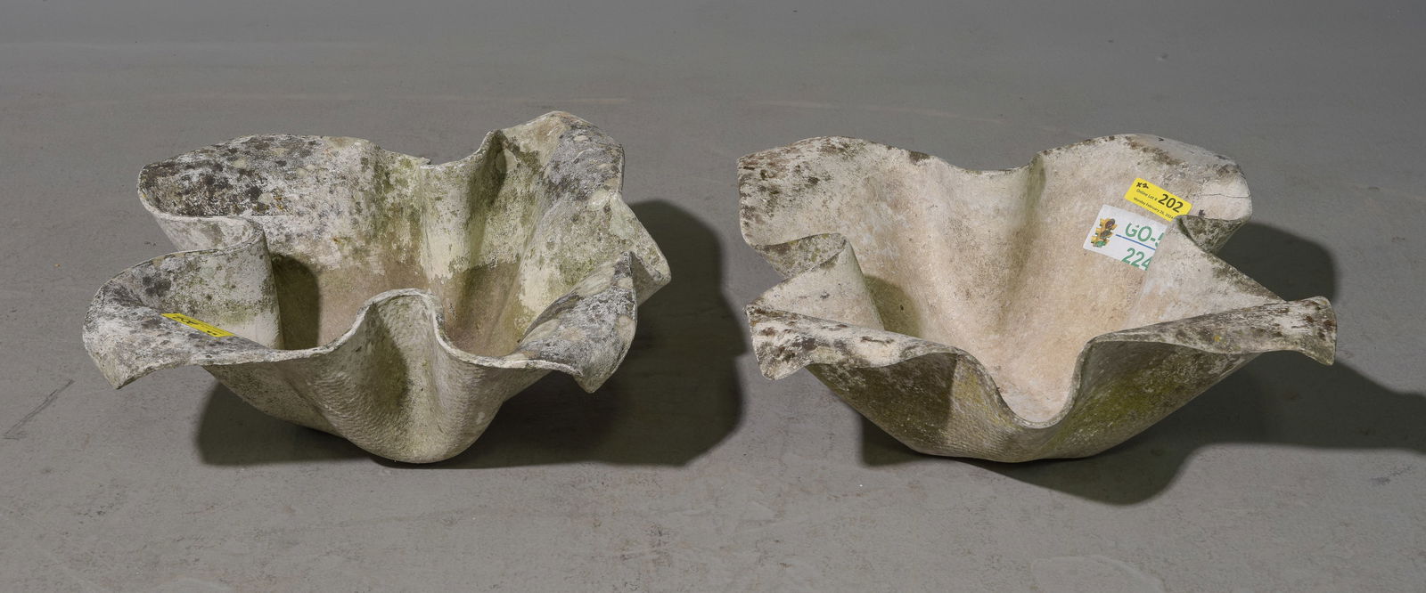 Willy Guhl (1915-2004) - 2 Handkerchief Bowls: Willy Guhl (1915-2004) - 2 Handkerchief Bowls - 9 in tall x 19 x 19 - Much of his work is crafted from either concrete or Eternit.