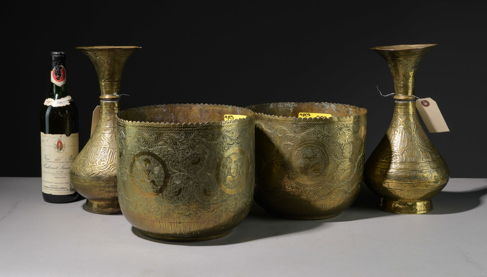 Four Persian Brass Vases / Pots (1 of 4)