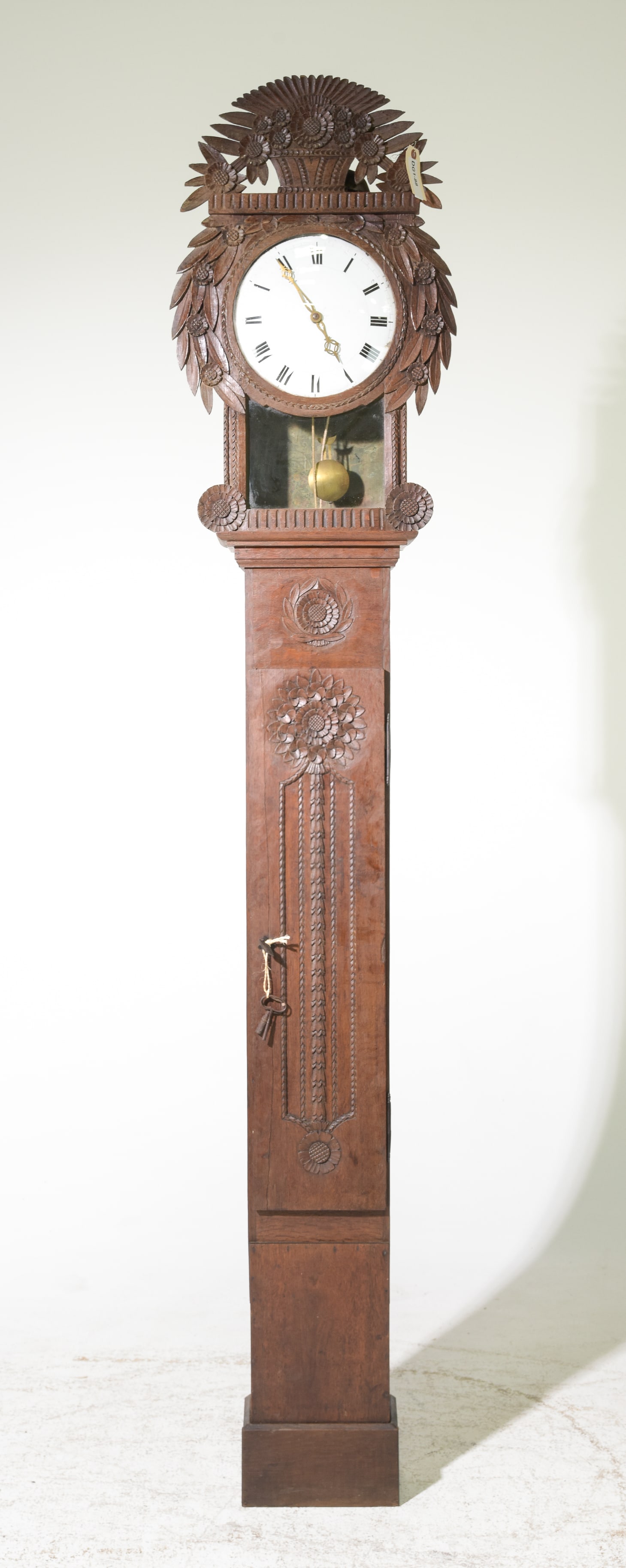 French Finely Carved Oak Grandfather Clock (1 of 6)