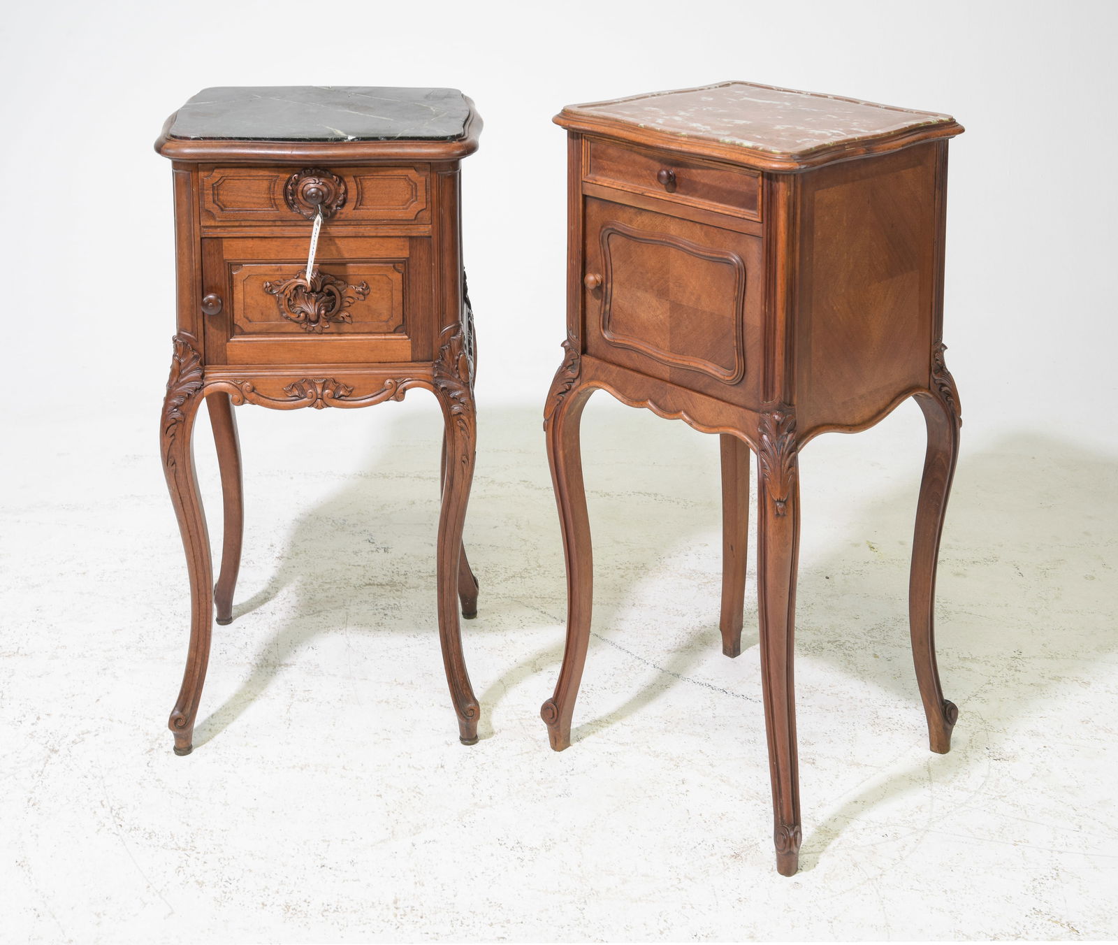 Two Louis XV Style Inset Marble Top Nightstands (1 of 4)