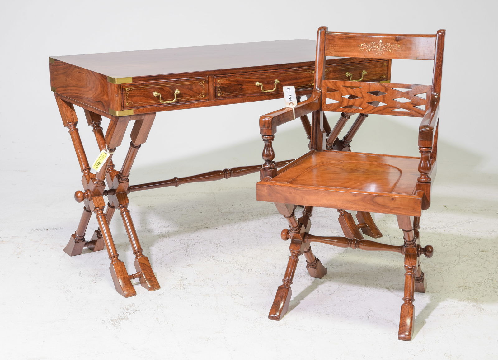 Continental Mahogany Campagne Style Desk & Chair (1 of 9)