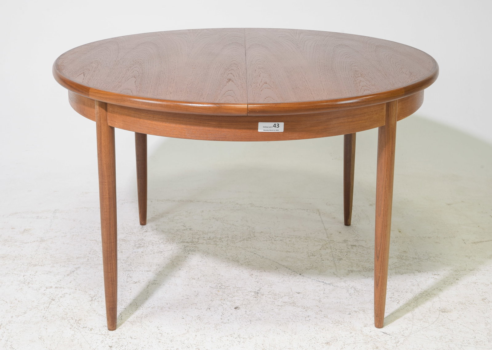 Round Mid Century Table By G-Plan - Pop Up Leaf: This Danish Modern Style Teak Dining Table includes a pop-out butterfly style leaf & is made by Mid Century Modern Furniture Maker G Plan ( GPlan ) - Part of their Fresco Range. - 29 in tall x 48 inch