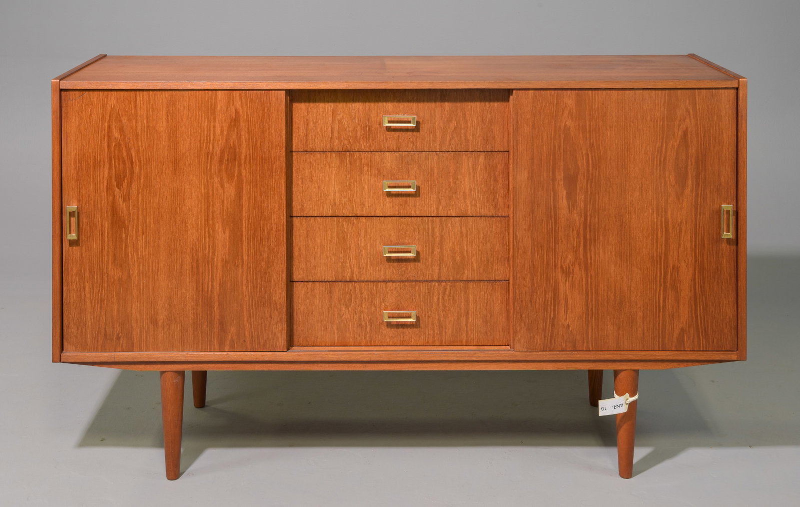 Danish Modern Sliding Door Sideboard: Danish Modern Sliding Door Sideboard - 35.5 in tall x 59 x 18