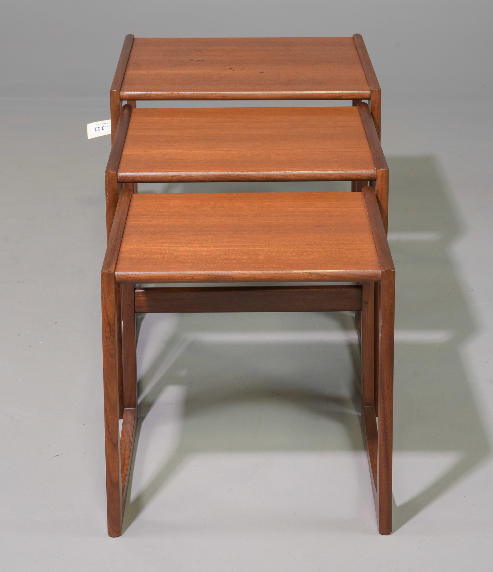 Mid Century Modern Quadrille Nest of 3 Tables #2: This Danish Modern Style Nest is British and made by Mid Century Modern Furniture Maker G Plan ( Gplan ) it stacks to make a bookcase as well. Measurement for largest table is 19 in tall x 21 wide x 1