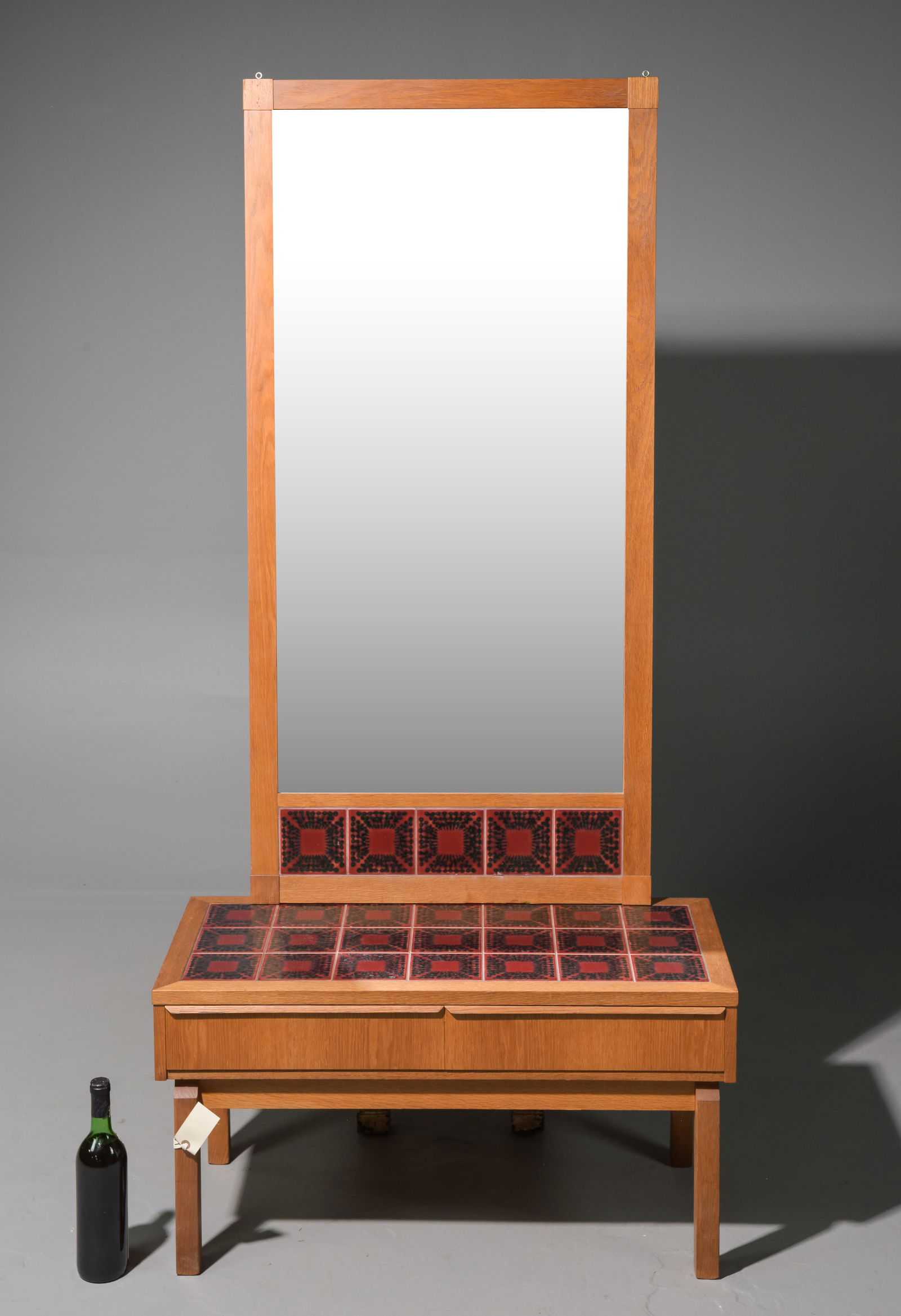 Danish Modern Red Tiled Mirror & Low Table (1 of 3)