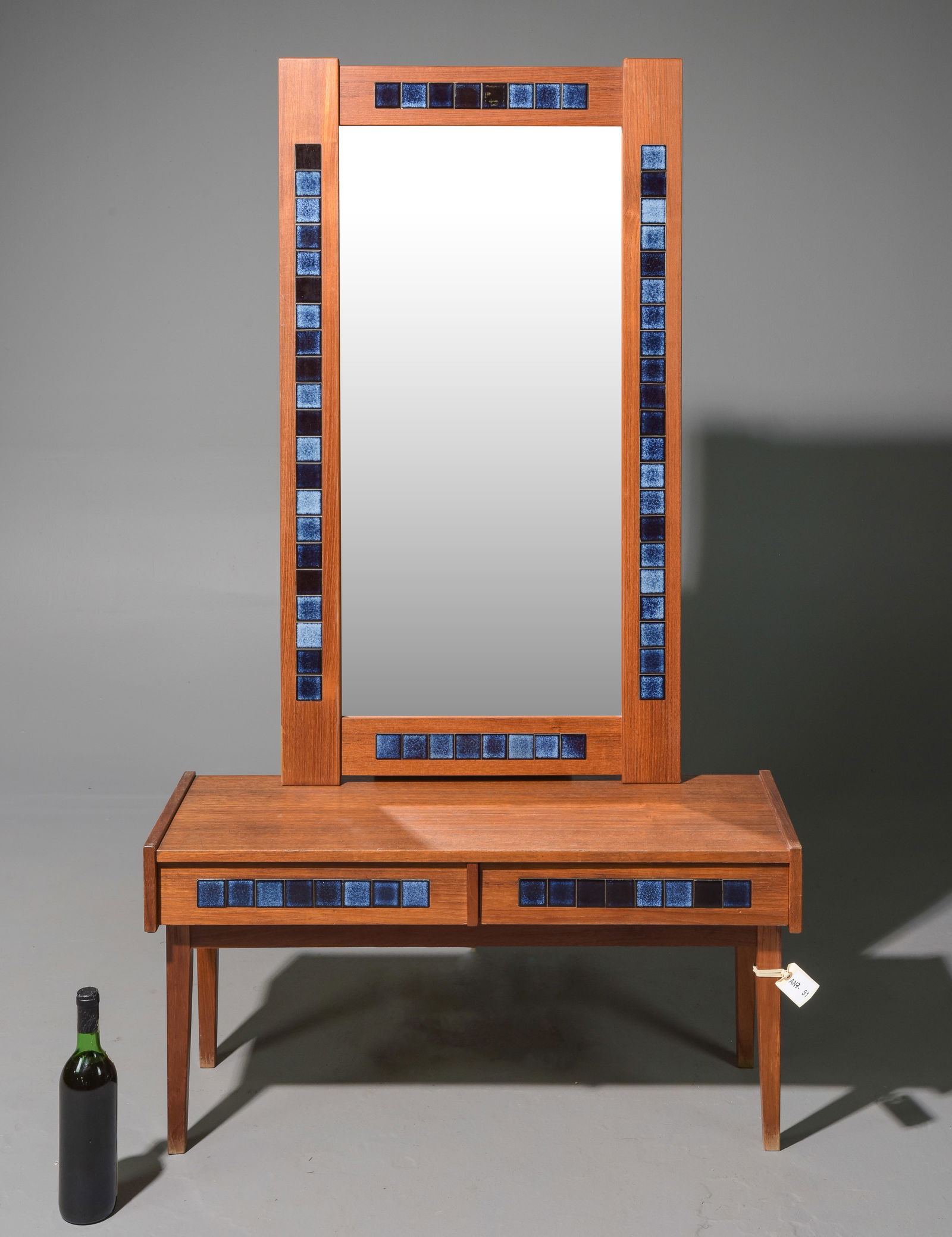 Danish Modern Blue Tiled Mirror & Low Table (1 of 4)